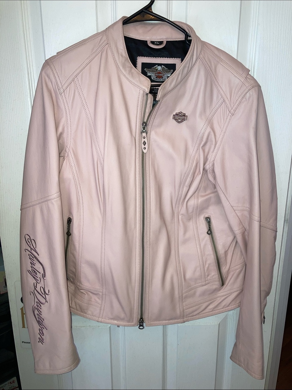 Harley-Davidson Women's Pale Pink Leather Motorcycle Jacket